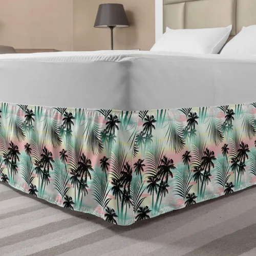 Vista 47 de Lunarable Falda de cama elástica de trébol, tréboles de cultura irlandesa con temática del día de San Patricio, 4 hojas, falda de cama de tela