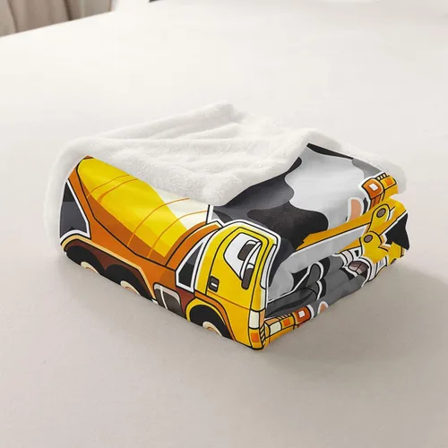 Vista 7 de Erosebridal Manta de forro polar con diseño de camiones y excavadoras, de 40 x 50 pulgadas, color amarillo, para niños, niños, adolescentes