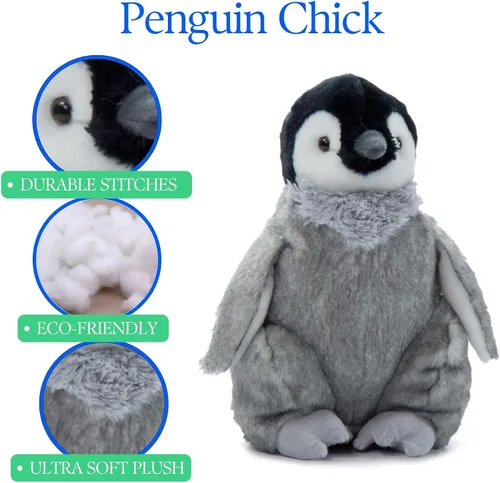 Vista 5 de The Petting Zoo - Polluelo de pingüino de peluche, juguete de regalo para niños, animales de vida marina de Wild Onez, juguete de pingüino