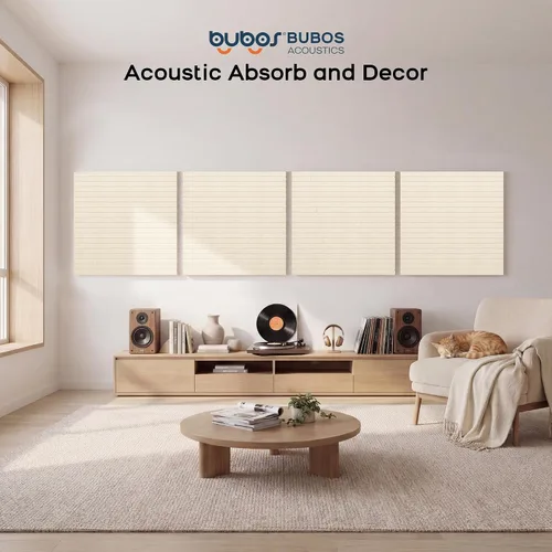 Vista 7 de BUBOS Paneles acústicos de pared, paquete de 2 paneles decorativos insonorizados de 23.6 x 23.6 x 2 pulgadas, decoración de pared con reducción