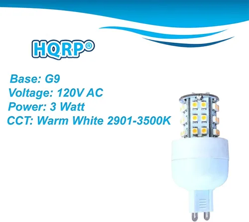 Vista 2 de HQRP Regulable G9 36 LED SMD3528 120V AC Bombilla LED Blanco Cálido para Lámparas de Pared, Candelabros, Lámparas de Techo, Luces de Pasillo