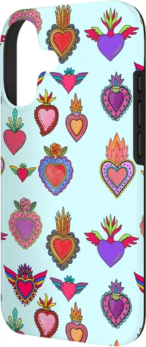Vista 2 de Latinas Milagros Tin Hearts Phone Case Gift Watercolor Case for iPhone 17