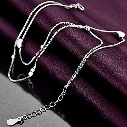 Vista 4 de Rnivida Tobillera de plata de ley 925 para mujer, pulsera de tobillo ajustable con cadena de pie multicapa para mujer