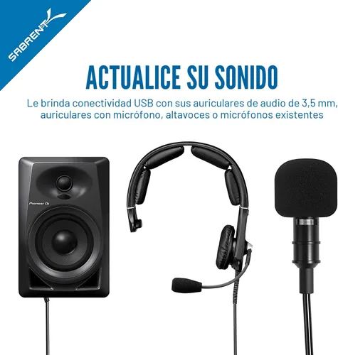 Vista 8 de SABRENT Adaptador de sonido estéreo externo de Sabrent USB para Windows y Mac. Enchufe y juega no se necesitan controladores. (AU-MMSA) USB audio