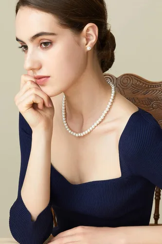 Vista 3 de BABEYOND - Collar de perlas redondas de imitación para novias, bodas