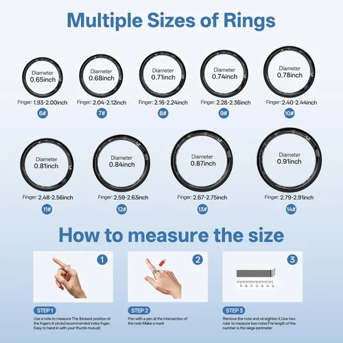 Vista 8 de Anillo inteligente para mujeres y hombres, anillo de seguimiento de salud con frecuencia cardíaca, monitor de sueño, oxígeno en sangre, HRV, estrés