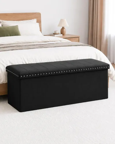 Vista 8 de B FSOBEIIALEO 43" Tufted Storage Ottoman Bench Storage Chest, Black