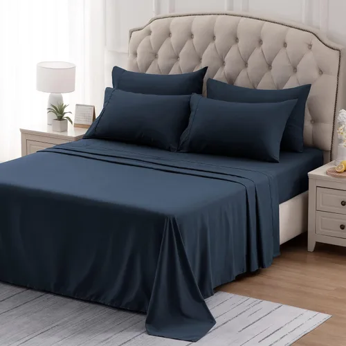 Vista 4 de Sleep Zone - Juego de sábanas suaves y frescas de 4 piezas sábana bajera, encimera y fundas de almohada, no se arrugan ni se decoloran, bolsillo