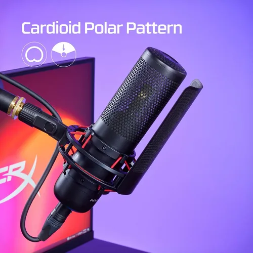 Vista 2 de HyperX Micrófono ProCast: micrófono de condensador de diafragma grande, conexión XLR