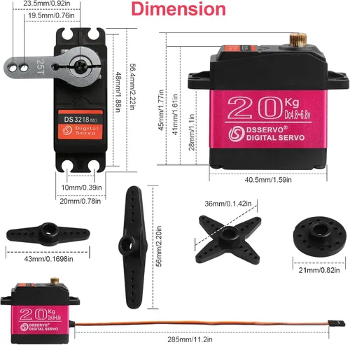Vista 6 de 44.1 lbs impermeable Metal Gear RC Servo, 270°