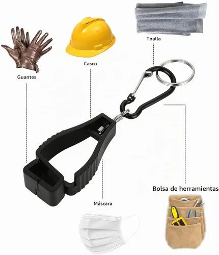 Vista 6 de Glove Clips for Work Glove Holders, Glove Holder Clip Gloves Clip for Construction Negro