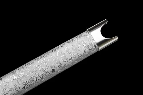 Vista 5 de Espada china, Tang jian espadas reales (hoja forjada de acero de alto carbono) aspecto de plata