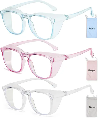 Vista 13 de Feaglo Lentes de seguridad, antivaho para mujeres y hombres, bloqueo de luz azul, elegantes gafas de protección para los ojos, escudo lateral