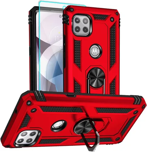 Vista 10 de Funda para teléfono Motorola One 5G Ace, Moto One 5G Ace con protector de pantalla HD, [grado militar de 16 pies probada en caídas], anillo Funda
