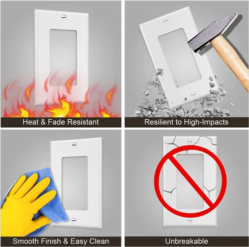 Vista 3 de Placa decorativa de pared de 1 banda, cubierta de enchufe de receptáculo, para interruptores de luz, atenuadores, GFCI, receptáculo, salida USB