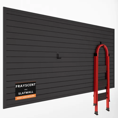 Vista 18 de Panel Slatwall para Garaje - Sistemas de Almacenamiento de Pared Ranurada con 26 Accesorios Slatwall, Paneles de Pared Ranurada de PVC Negro