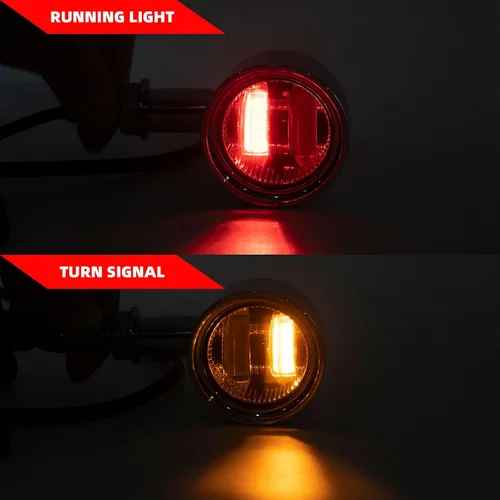 Vista 2 de FATECIM 2 luces LED de señal de giro para motocicleta, luces de conducción de alta resistencia, intermitentes traseros para Bobber Harley, Honda