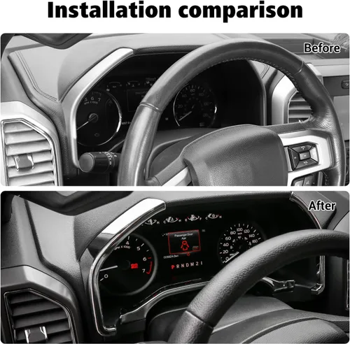 Vista 2 de Voodonala Moldura cromada de salpicadero para Ford F150 F250 F350 Super Duty 2015, 2016, 2017, 2018, 2019, 2020, cromado Cromo