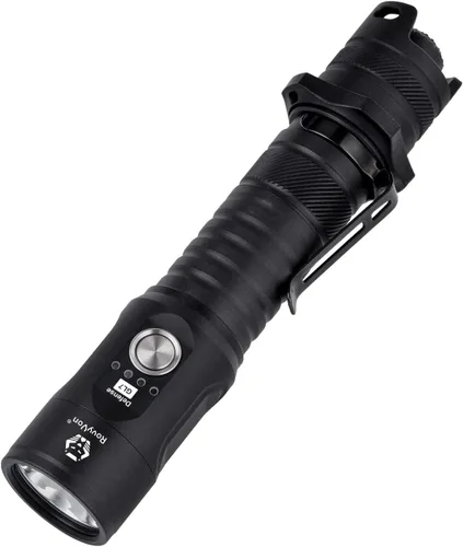 Vista 7 de RovyVon S21 brillante EDC linterna 3000 lúmenes interruptor giratorio Gunmetal-3000 lúmenes