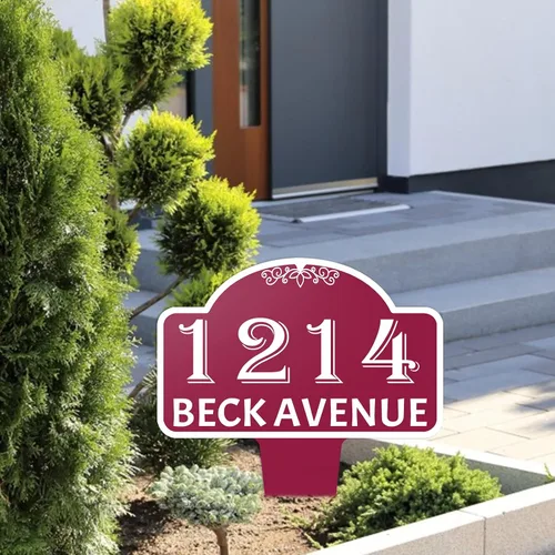 Vista 6 de Letrero personalizado para dirección de casa, placa de aluminio personalizada para dirección del hogar, placas de números de casa para jardín