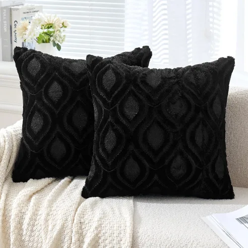 Vista 15 de MIULEE - Juego de 2 fundas de almohada de lana sintética suave y afelpada, fundas decorativas de estilo bohemio para sofá, sala de estar, cama, 16 x