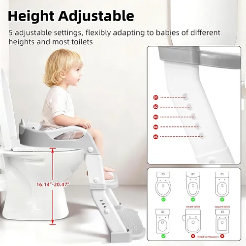 Vista 6 de Asiento de entrenamiento para ir al baño, asiento de inodoro mejorado para niños y niñas, inodoro de entrenamiento 3 en 1 con taburete escalonado