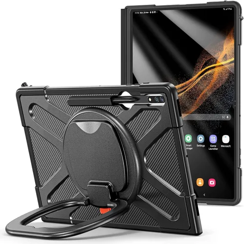 Vista 22 de Dteck Funda inteligente de cuero para Samsung Galaxy Tab S8 Ultra de 14.6 pulgadas 2022, azul con bolsillo frontal, soporte de múltiples ángulos