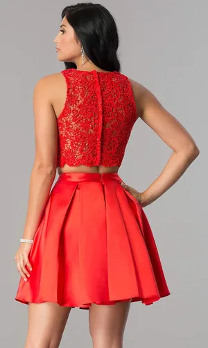 Vista 2 de SOLODISH Vestidos cortos de dos piezas para mujer para fiesta de cóctel con bolsillos