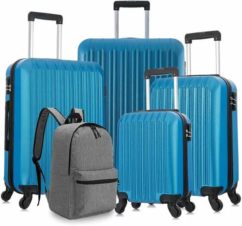 Vista 5 de yotefe Juego de maletas rígidas equipaje de viaje con ruedas juego de maleta maleta giratoria para mujeres y hombres Azul Juego de equipaje