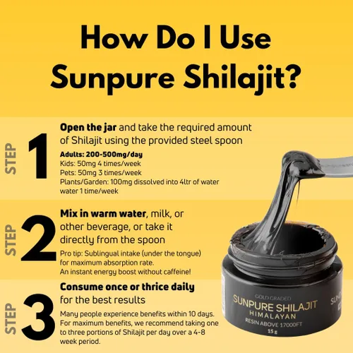 Vista 4 de Shilajit del Himalaya grado dorado por encima de 17000 pies, 0.53 oz purificada y orgánica 45 días de resina Shilajit secada al sol, 85 + minerales