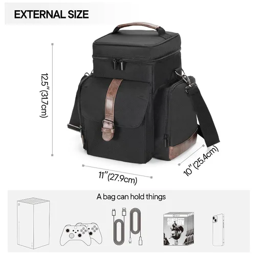 Vista 6 de LoDrid Game Console Carrying Case Compatible with Xbox Series X, Storage Travel Case with Multiple Pockets for Controllers, Cables, Portable Hard