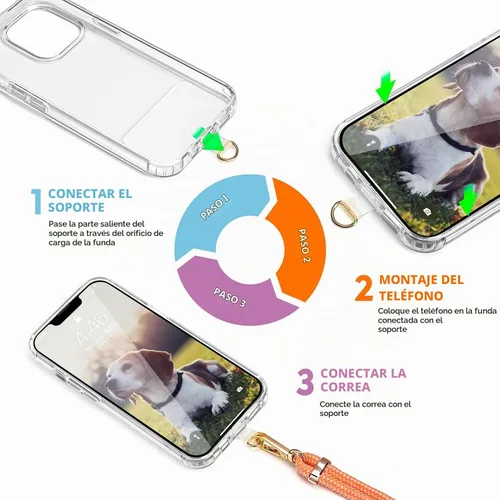 Vista 7 de 2 Almohadillas Cordón para Teléfono Ajustable Crossbody Correa para Cuello de Teléfono Celular Universal Cordón de Muñeca para Teléfono Móvil + 2pcs
