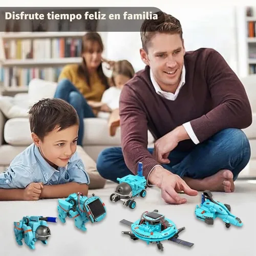 Vista 5 de STEM Education - Juguetes de robots solares para niños de 8 años en adelante, kit de ciencia de bricolaje 6 en 1, juguetes espaciales, 120 piezas