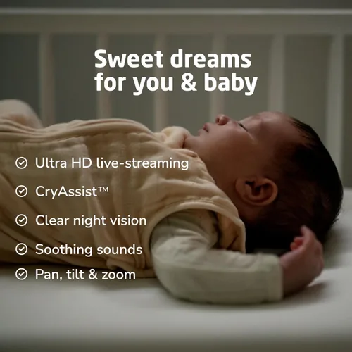 Vista 5 de Maxi-Cosi See Pro 360 Baby Monitor con traducción CryAssist™ AI Cry Translation, cámara HD 2K con PTZ, unidad principal segura sin Wi-Fi de 5