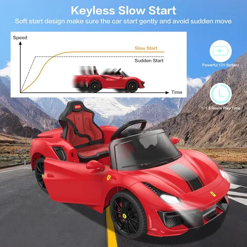 Vista 5 de Autorizado Ferrari 488 Pista Spider Ride On Car 12V Batería Powered Kids