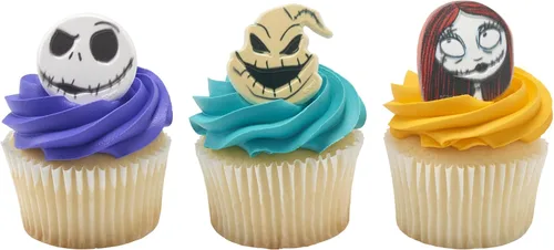 Vista 8 de DecoPac Anillos de The Nightmare Before Christmas, decoraciones de cupcakes con Jack, Sally y Oogie Boogie, paquete de 24