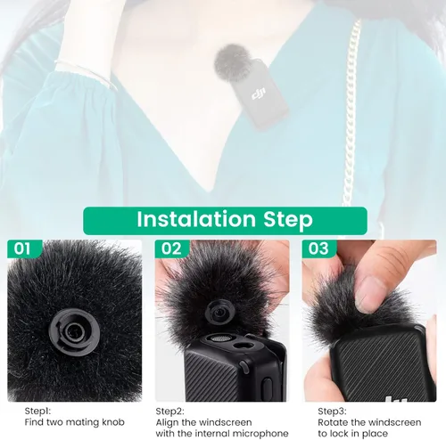 Vista 5 de Paravientos de micrófono protector contra viento compatible con micrófono de solapa inalámbrico DJI MIC, cubierta peluda (paquete de 2)