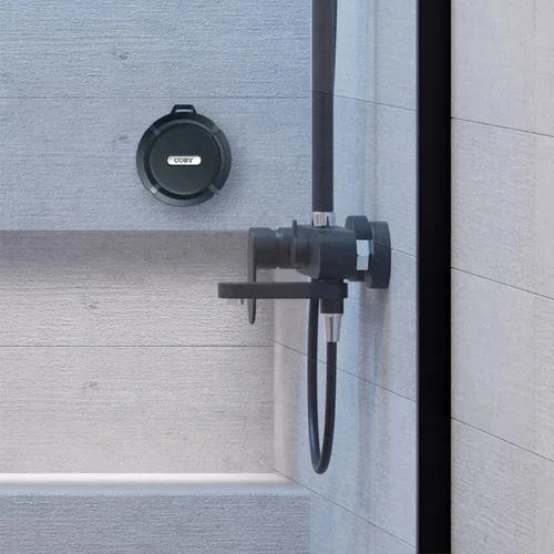 Vista 4 de Altavoz de ducha Bluetooth, ventosa, mosquetón, IPX5 resistente al agua Negro