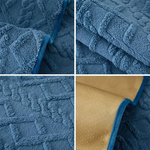 Vista 7 de Funda de sofá mullida de felpa de granja, funda de sofá geométrico jacquard seccional, funda de sofá lanuda de color sólido, protector de muebles