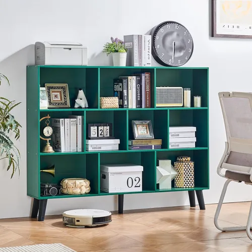 Vista 64 de LEYAOYAO Estantería de 5 cubos de 3 niveles con patas, estante negro menta para libros para niños, bonito organizador de almacenamiento, estantes