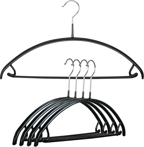 Vista 18 de MAWA Reston Lloyd Euro Series - Percha antideslizante con barra y ganchos para pantalones y faldas, estilo 42/U, juego de 2, color negro
