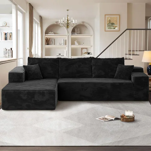 Vista 10 de Sofás seccionales Cloud de 96 pulgadas para sala de estar, sofá sin hueso en forma de L con cómoda silla, sofá modular con asiento profundo,