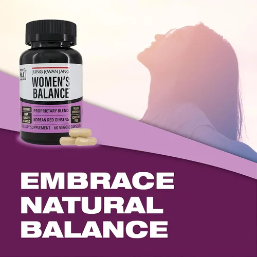 Vista 3 de JUNG KWAN JANG Equilibrio femenino con ginseng rojo coreano para nivel de energía, sistema digestivo y suplemento de salud cognitiva, 60 cápsulas