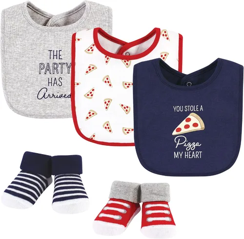 Vista 266 de Hudson Baby Conjunto de babero y calcetines unisex de algodón para bebé
