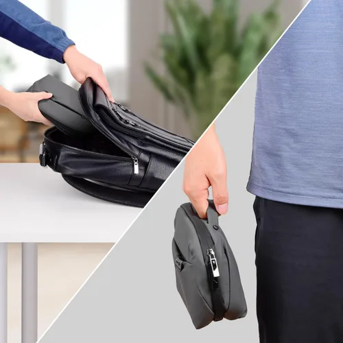 Vista 7 de Bolsa organizadora de artículos electrónicos de viaje, color gris oscuro La funda de bolsa almacena cables, cargadores y otros accesorios