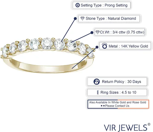Vista 6 de Vir Jewels Anillo de compromiso de diamantes de 34 quilates (ctw) para mujer, anillo de compromiso redondo de diamantes de oro amarillo de 14
