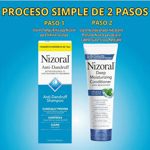 Vista 2 de Nizoral Champú anticaspa, 14 onzas + acondicionador hidratante profundo, paquete de 9.4 onzas 1% de ketoconazol, antifúngico, champú para la caspa