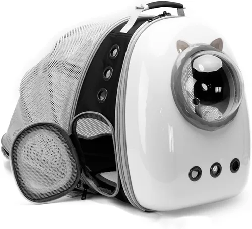 Vista 14 de Mochila expandible para gatos, mochila para gatos, gatitos y cachorros pequeños, mochila de burbujas aprobada por aerolíneas, cápsula espacial Azul