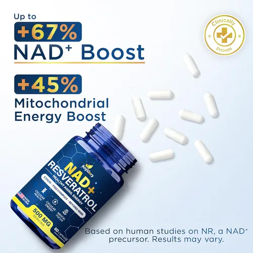 Vista 6 de Suplemento NAD+ con 500 mg NR, resveratrol, CoQ10, PQQ- Fórmula NAD 5 en 1 Alternativa al suplemento NMN NAD Resveratrol apoya la energía