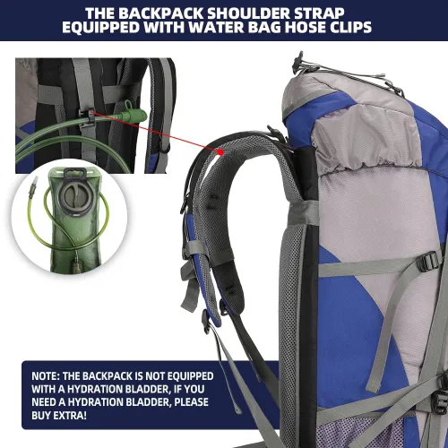 Vista 3 de King'sGuard Mochila de senderismo de 70L con cubierta de lluvia, mochila de viaje impermeable ligera para acampar, mochila grande Azul (deepblue)